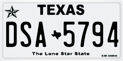 TX license plate DSA5794