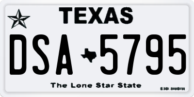 TX license plate DSA5795