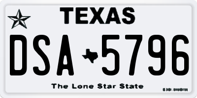 TX license plate DSA5796