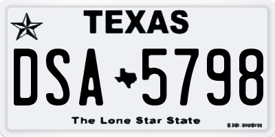 TX license plate DSA5798