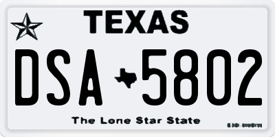 TX license plate DSA5802