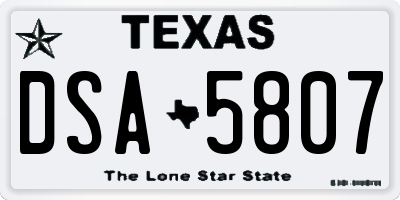 TX license plate DSA5807