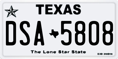 TX license plate DSA5808