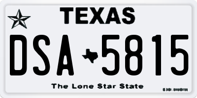 TX license plate DSA5815