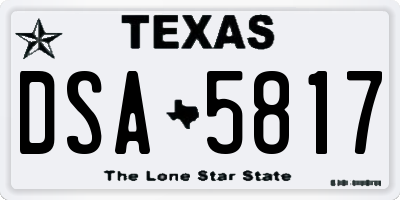 TX license plate DSA5817