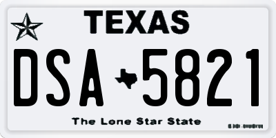 TX license plate DSA5821
