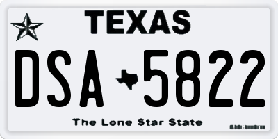 TX license plate DSA5822