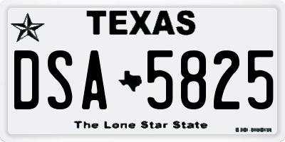 TX license plate DSA5825