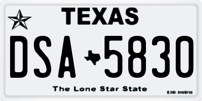 TX license plate DSA5830
