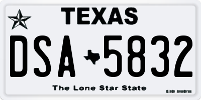 TX license plate DSA5832