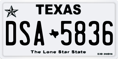 TX license plate DSA5836