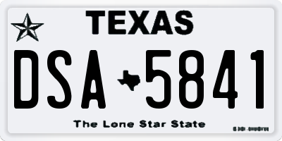 TX license plate DSA5841