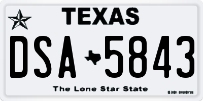 TX license plate DSA5843