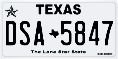 TX license plate DSA5847