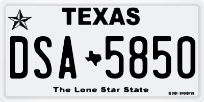 TX license plate DSA5850