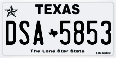 TX license plate DSA5853