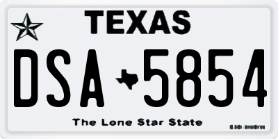 TX license plate DSA5854