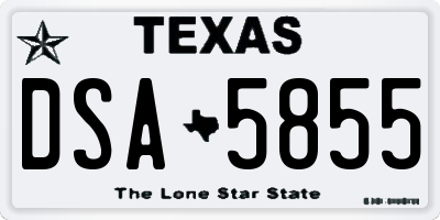 TX license plate DSA5855