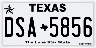 TX license plate DSA5856