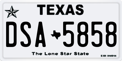TX license plate DSA5858