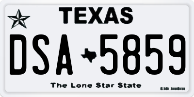TX license plate DSA5859