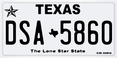 TX license plate DSA5860