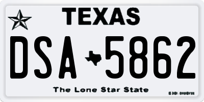 TX license plate DSA5862