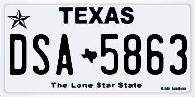 TX license plate DSA5863