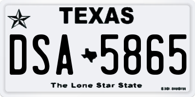 TX license plate DSA5865