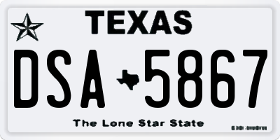 TX license plate DSA5867