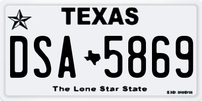 TX license plate DSA5869