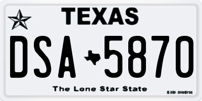 TX license plate DSA5870