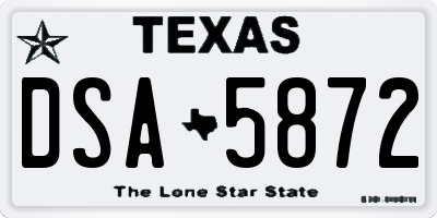 TX license plate DSA5872
