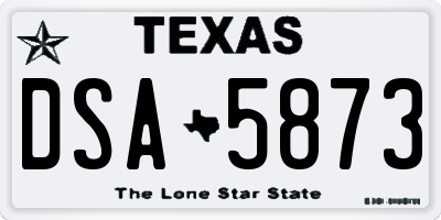 TX license plate DSA5873
