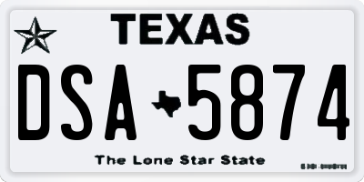 TX license plate DSA5874