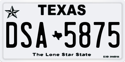 TX license plate DSA5875