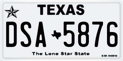 TX license plate DSA5876