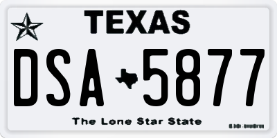 TX license plate DSA5877
