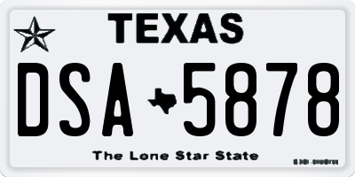 TX license plate DSA5878