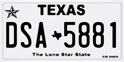 TX license plate DSA5881