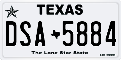 TX license plate DSA5884