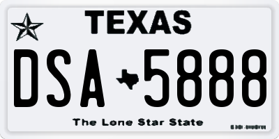 TX license plate DSA5888