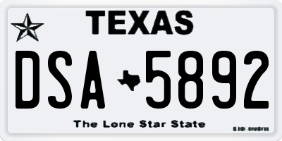 TX license plate DSA5892