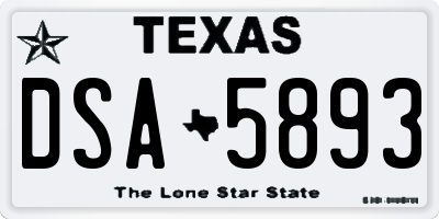 TX license plate DSA5893