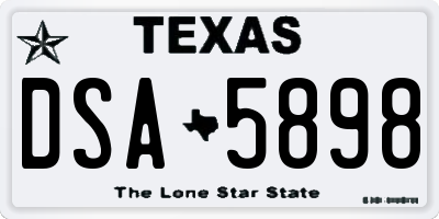 TX license plate DSA5898