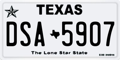 TX license plate DSA5907
