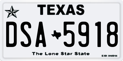 TX license plate DSA5918