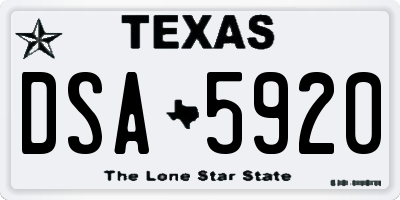 TX license plate DSA5920