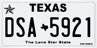 TX license plate DSA5921