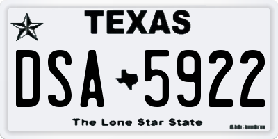 TX license plate DSA5922